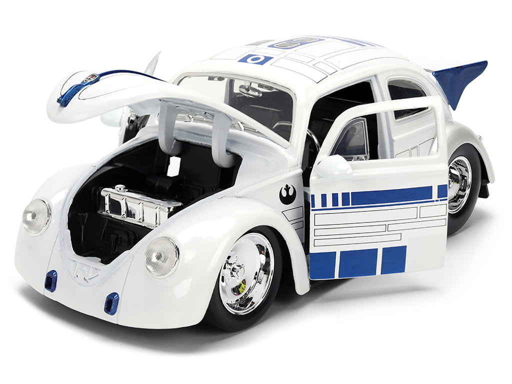 1959 Volkswagen Drag Beetle White with Graphics and R2-D2 Figure "Star Wars" Franchise "Hollywood Rides" Series 1/24 Diecast Model Car by Jada - image 2