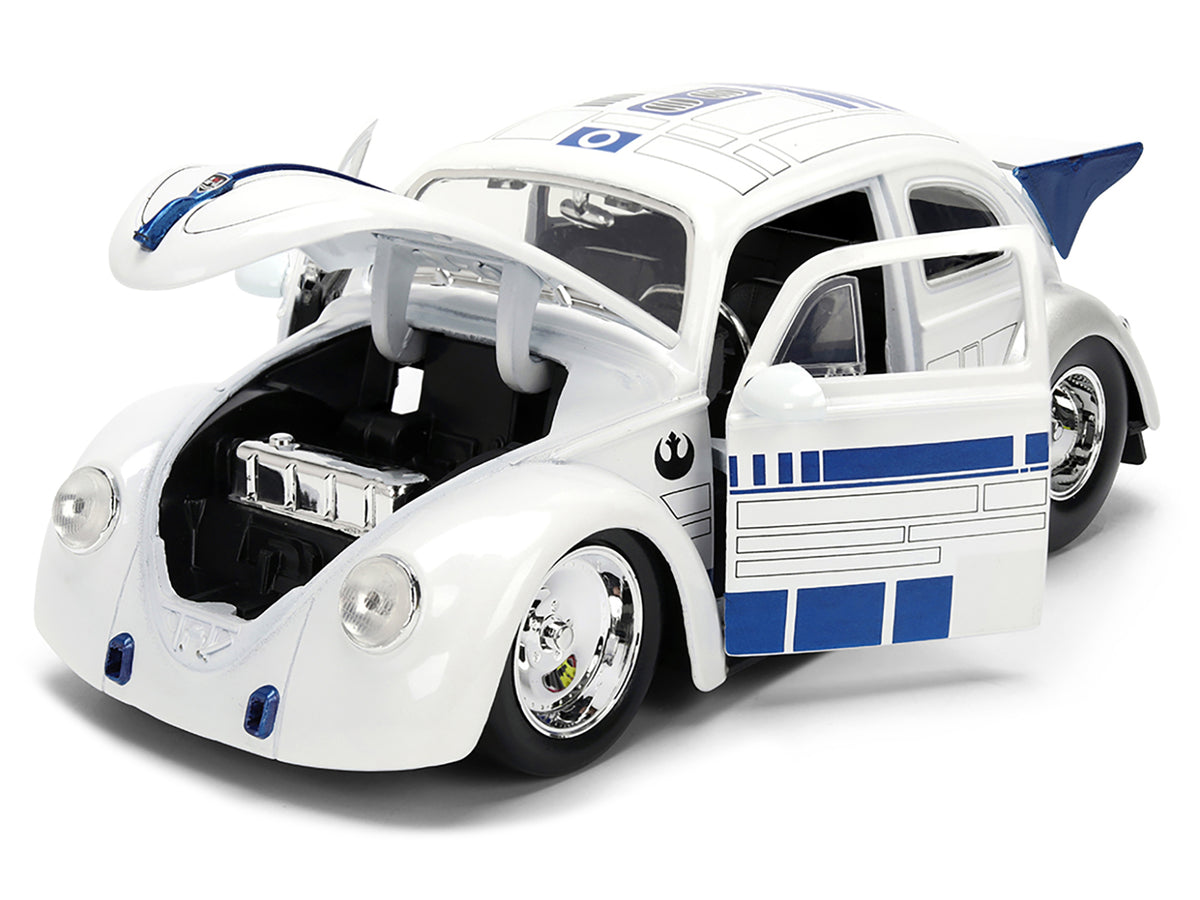 1959 Volkswagen Drag Beetle White with Graphics and R2-D2 Figure "Star Wars" Franchise "Hollywood Rides" Series 1/24 Diecast Model Car by Jada - image 2