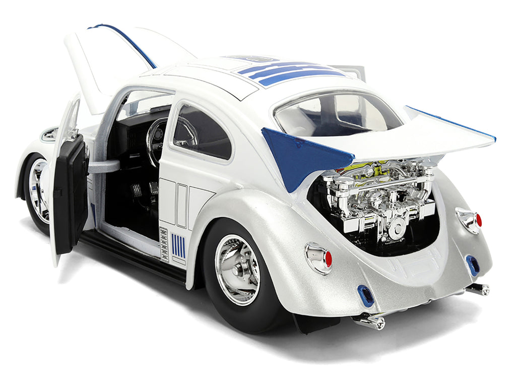 1959 Volkswagen Drag Beetle White with Graphics and R2-D2 Figure "Star Wars" Franchise "Hollywood Rides" Series 1/24 Diecast Model Car by Jada - image 3
