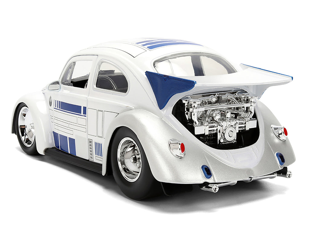 1959 Volkswagen Drag Beetle White with Graphics and R2-D2 Figure "Star Wars" Franchise "Hollywood Rides" Series 1/24 Diecast Model Car by Jada - image 4