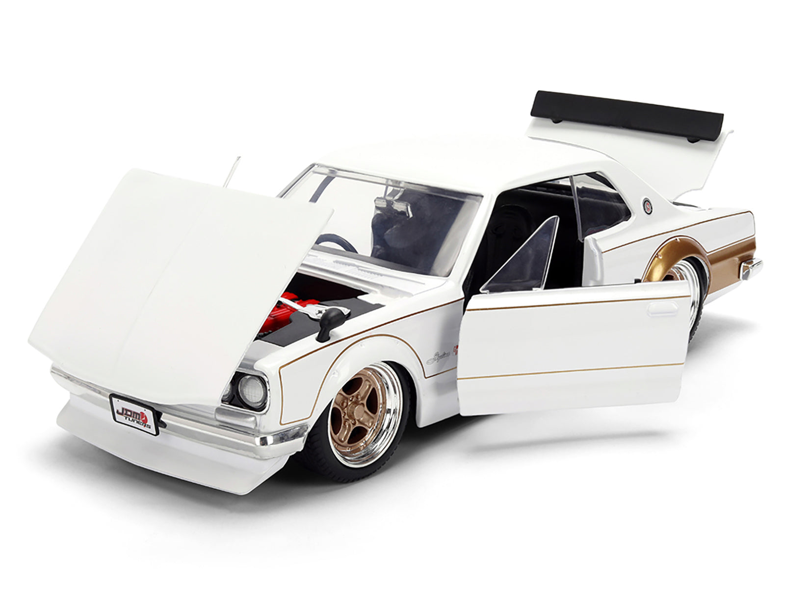 1971 Nissan Skyline 2000GT-R RHD (Right Hand Drive) White with Gold Graphics "JDM Tuners" Series 1/24 Diecast Model Car by Jada - image 2