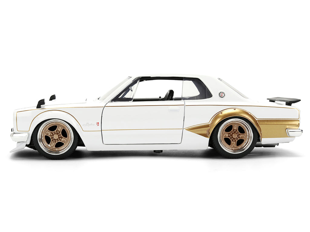 1971 Nissan Skyline 2000GT-R RHD (Right Hand Drive) White with Gold Graphics "JDM Tuners" Series 1/24 Diecast Model Car by Jada - image 3