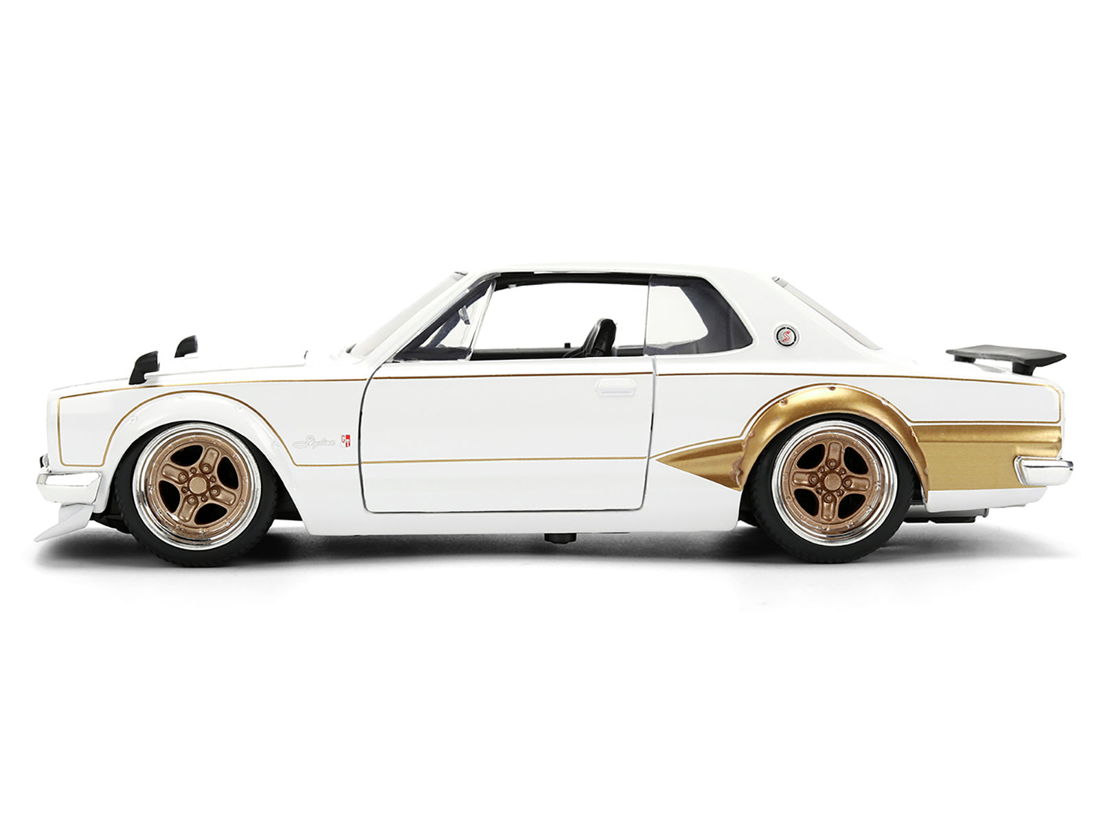 1971 Nissan Skyline 2000GT-R RHD (Right Hand Drive) White with Gold Graphics "JDM Tuners" Series 1/24 Diecast Model Car by Jada - image 3
