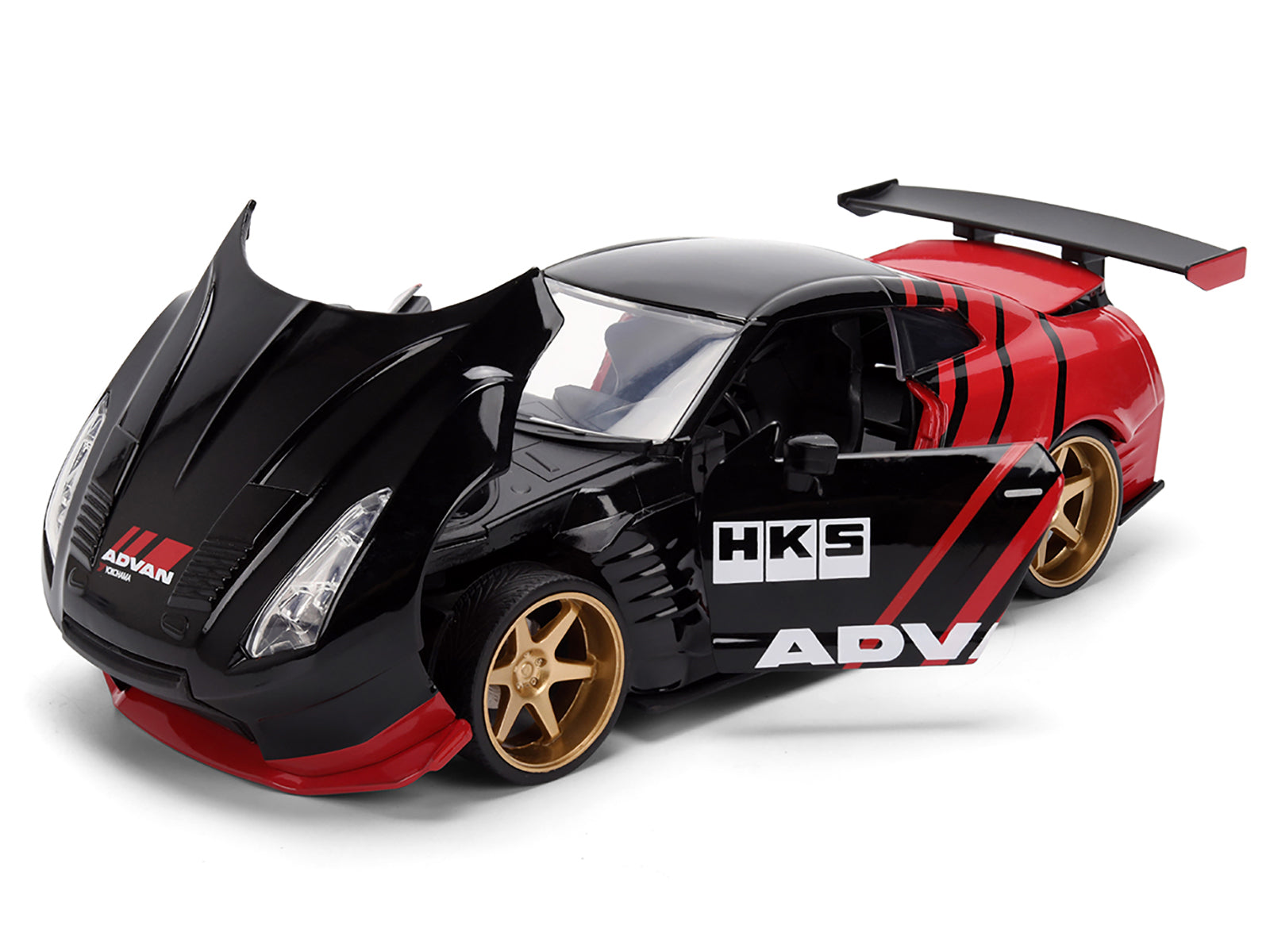 2009 Nissan GT-R (R35) Ben Sopra "Advan" Black and Red "JDM Tuners" Series 1/24 Diecast Model Car by Jada - image 2
