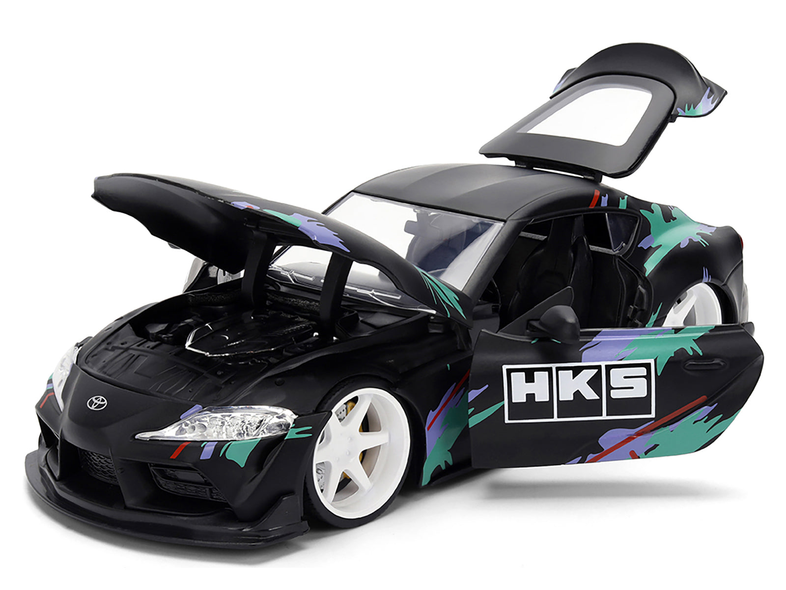 2020 Toyota GR Supra "HKS" Matt Black with Graphics "JDM Tuners" Series 1/24 Diecast Model Car by Jada - image 2
