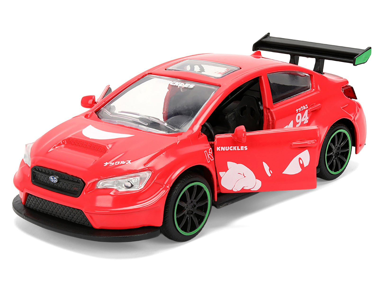 2016 Subaru WRX STI Red with "Knuckles" Graphics "Sonic the Hedgehog" (1991) Video Game "Hollywood Rides" Series 1/32 Diecast Model Car by Jada - image 2