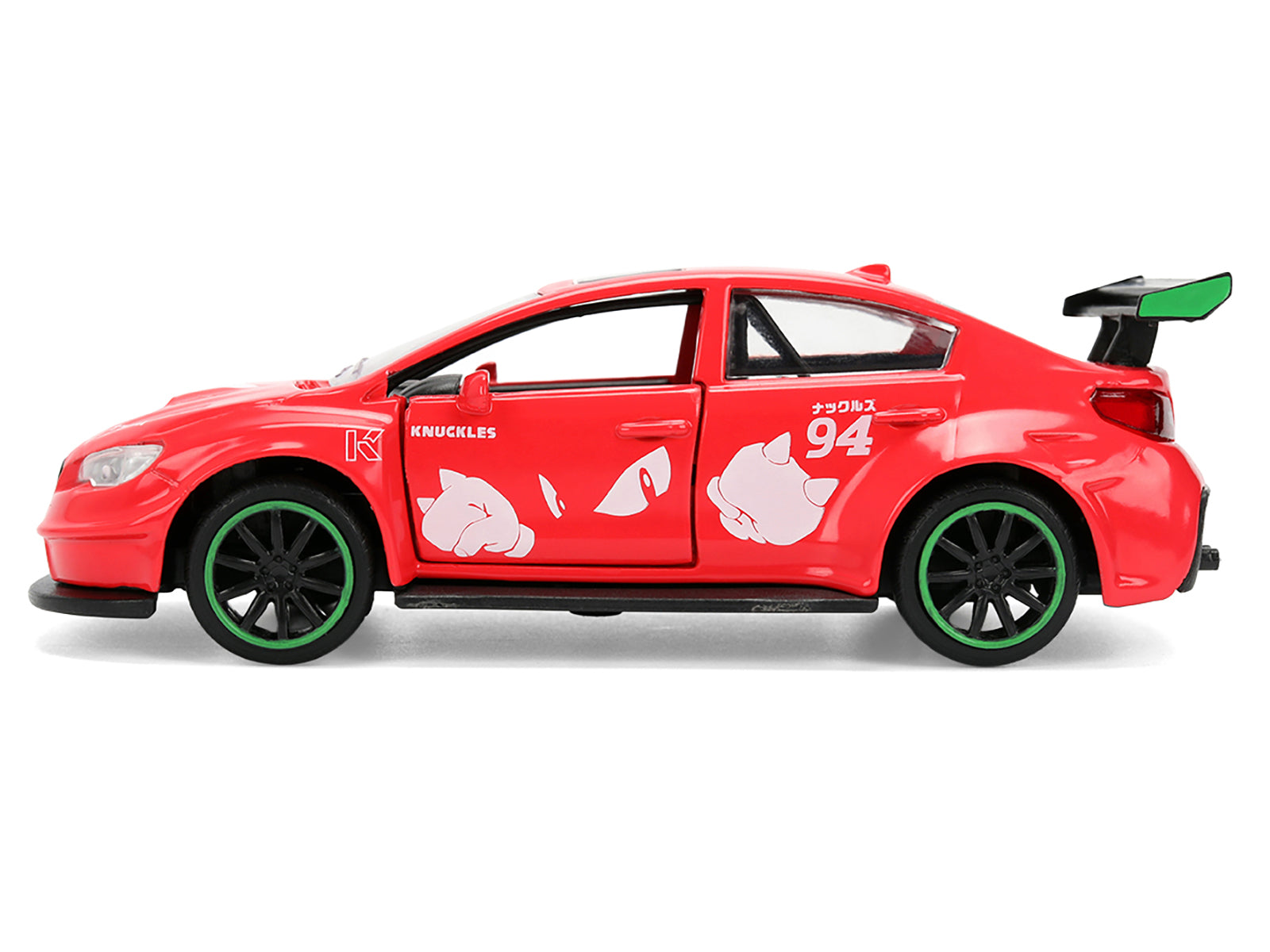 2016 Subaru WRX STI Red with "Knuckles" Graphics "Sonic the Hedgehog" (1991) Video Game "Hollywood Rides" Series 1/32 Diecast Model Car by Jada - image 3