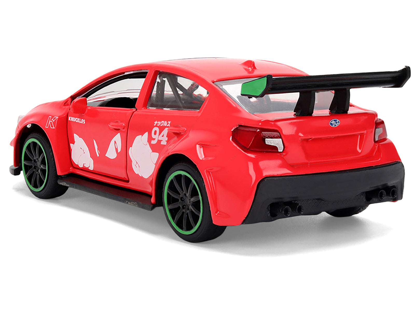 2016 Subaru WRX STI Red with "Knuckles" Graphics "Sonic the Hedgehog" (1991) Video Game "Hollywood Rides" Series 1/32 Diecast Model Car by Jada - image 5