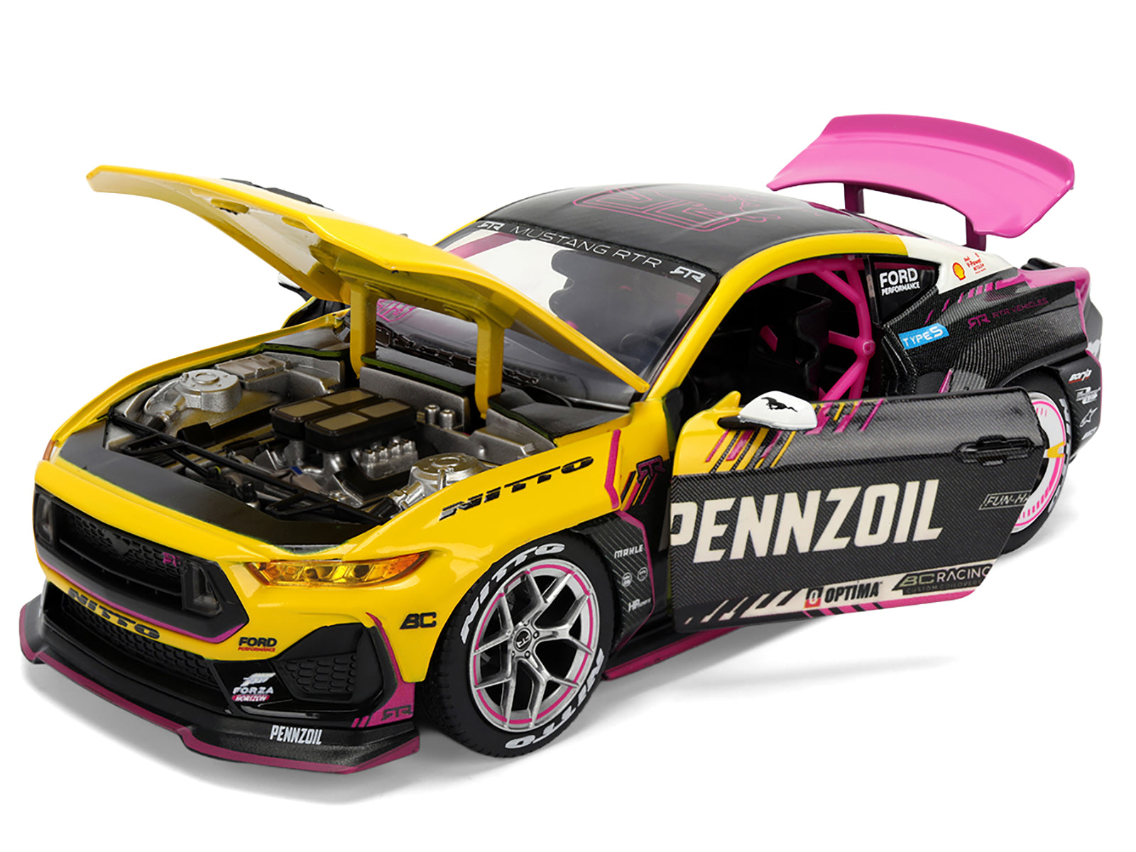Ford Mustang RTR #213 Ben Hobson "Pennzoil" "Formula Drift PRO Championship" (2025) with Lights "RTR Vehicles" Series 1/24 Diecast Model Car by Jada - image 2