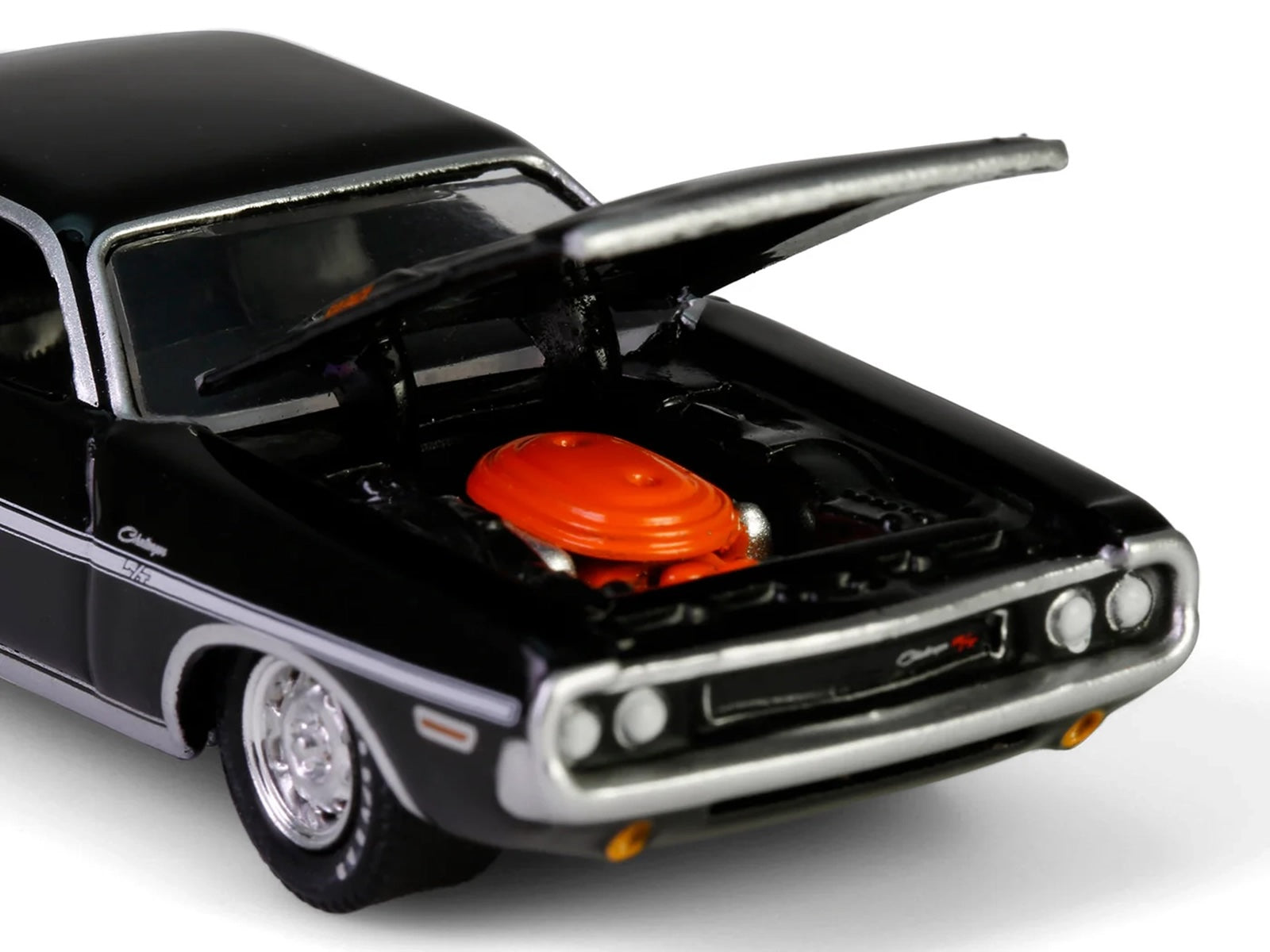 1970 Dodge Challenger R/T 440 Black with White Stripes "Barrett-Jackson" Series 15 1/64 Diecast Model Car by Greenlight - image 2