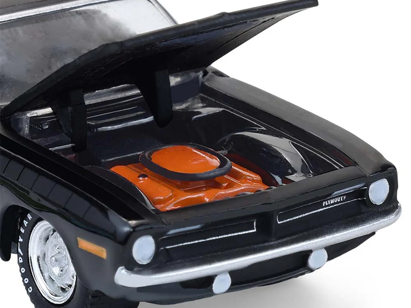 1970 Plymouth 'Cuda AAR Black with Gray Stripes "Barrett-Jackson" Series 16 1/64 Diecast Model Car by Greenlight - image 2