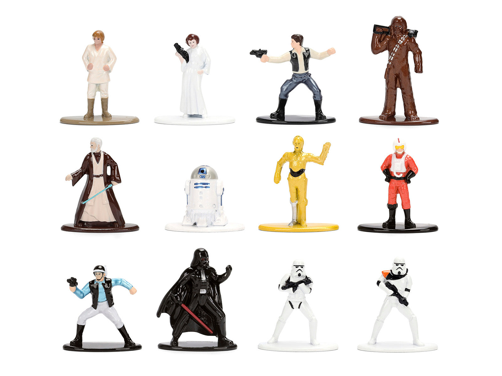 Set of 12 Diecast Figures "Star Wars" Movie Franchise "Nano Metalfigs" Series Diecast Models by Jada - image 2