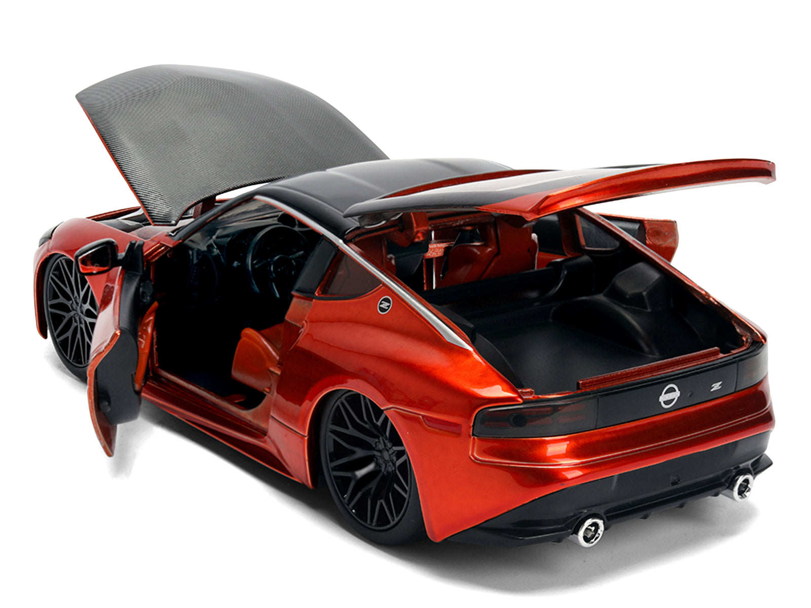 2023 Nissan Z Orange Metallic with Carbon Hood and Black Top "JDM Tuners" Series 1/24 Diecast Model Car by Jada - image 4
