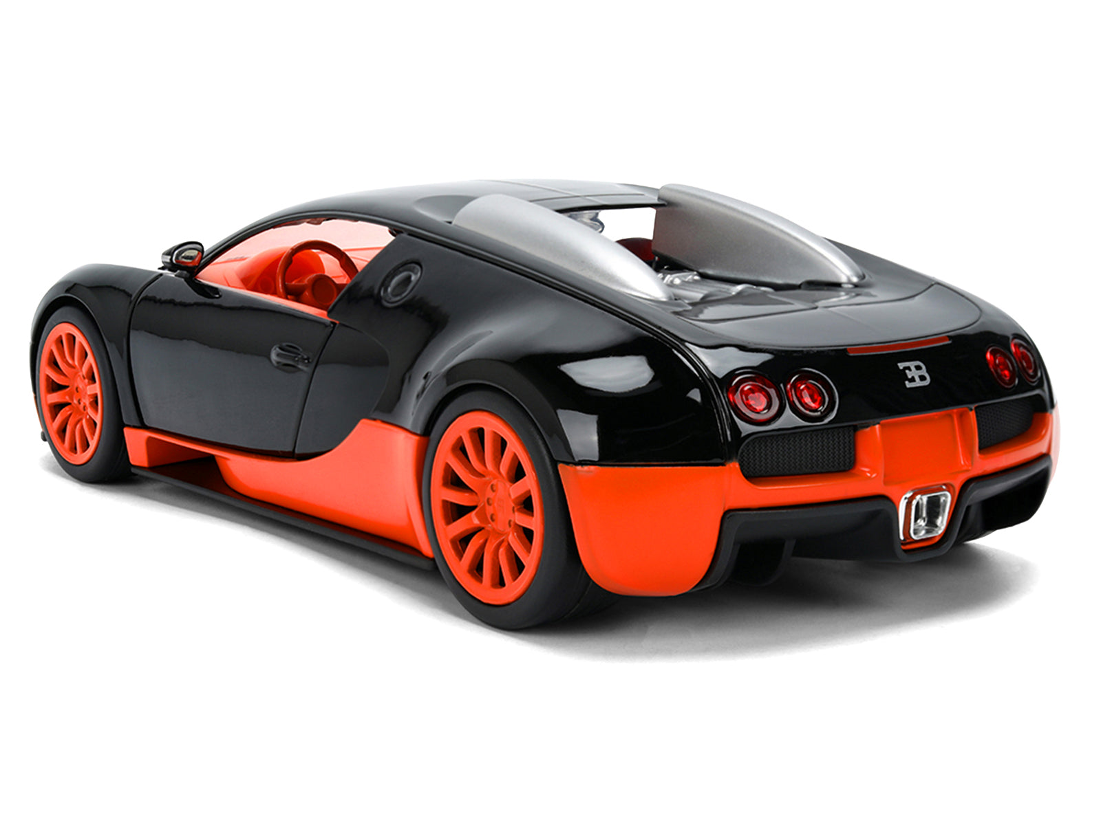 2011 Bugatti Veyron Black with Orange Accents and Orange Interior "Hyper-Spec" Series 1/24 Diecast Model Car by Jada