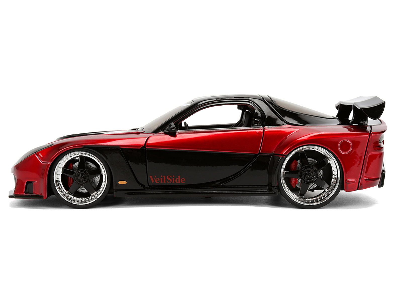 1995 Mazda RX-7 Widebody RHD (Right Hand Drive) "VeilSide" Black and Red Metallic "JDM Tuners" Series 1/24 Diecast Model Car by Jada - image 3