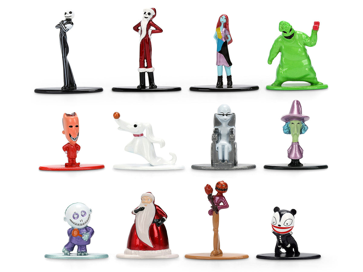 Set of 12 Diecast Figures "The Nightmare Before Christmas" (1993) Movie "Nano Metalfigs" Series Diecast Models by Jada