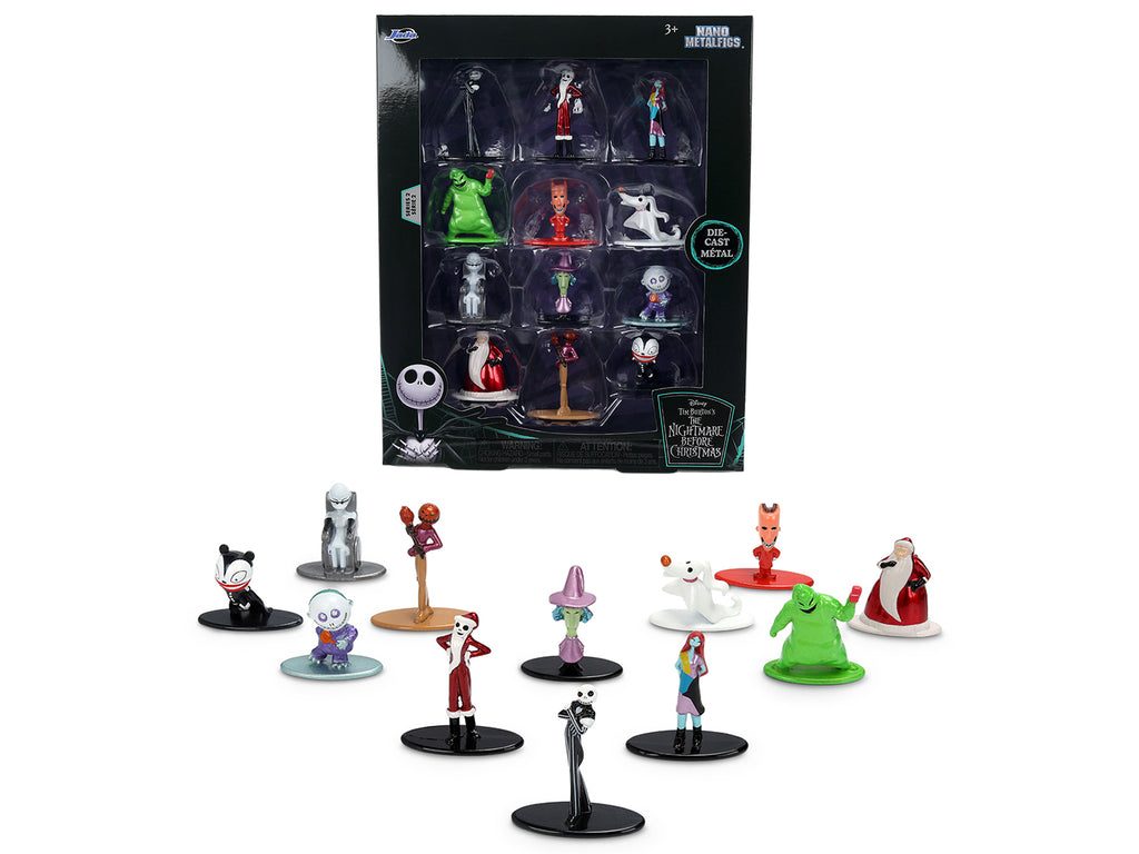 Set of 12 Diecast Figures "The Nightmare Before Christmas" (1993) Movie "Nano Metalfigs" Series Diecast Models by Jada