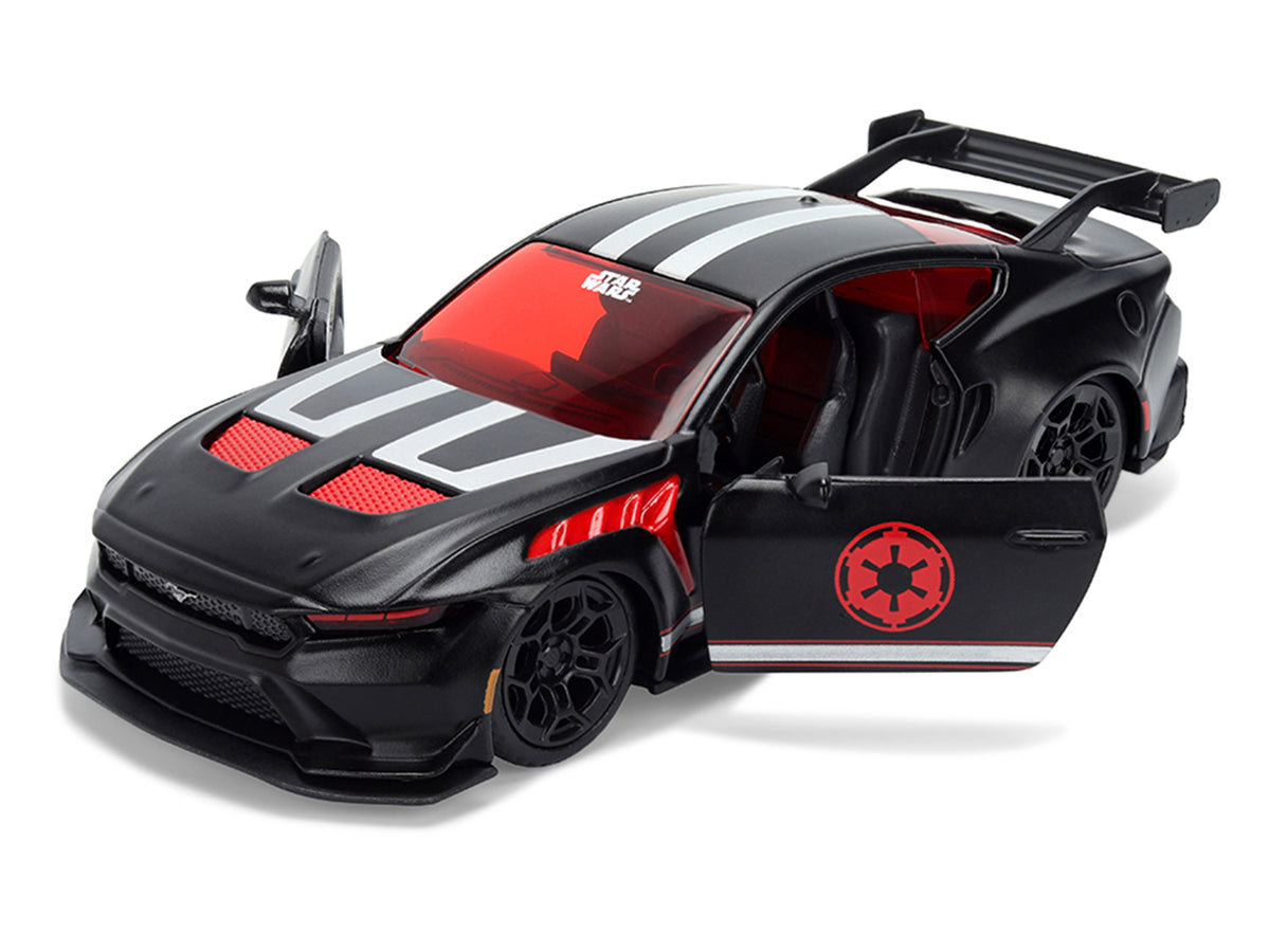 2025 Ford Mustang GTD Darth Vader Matt Black with Silver Stripes and Graphics Star Wars Hollywood Rides Series 1/32 - image 2