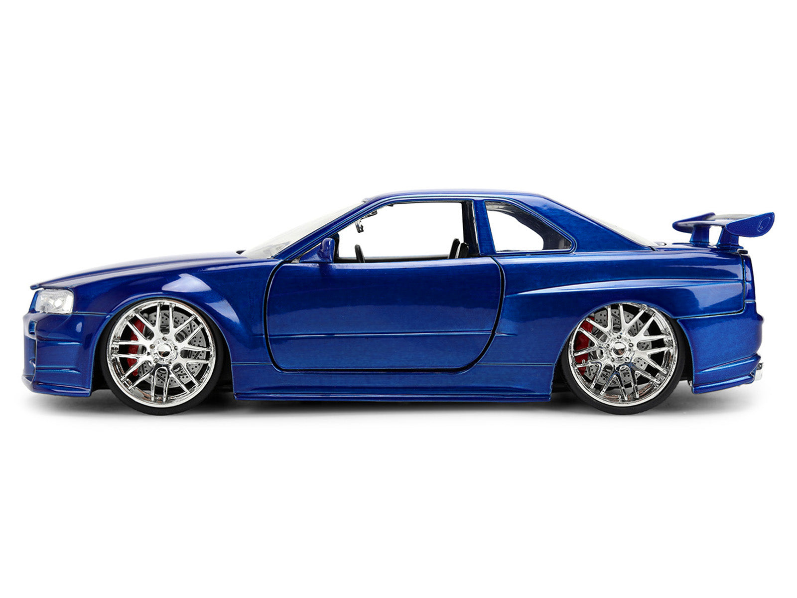 Brian's Nissan Skyline GT-R (R34) RHD (Right Hand Drive) Blue Color Brush Finish 25 Years of Fast & Furious Anniversary "2 Fast 2 Furious" (2003) Movie "Fast & Furious" 1/24 Diecast Model Car by Jada - image 3