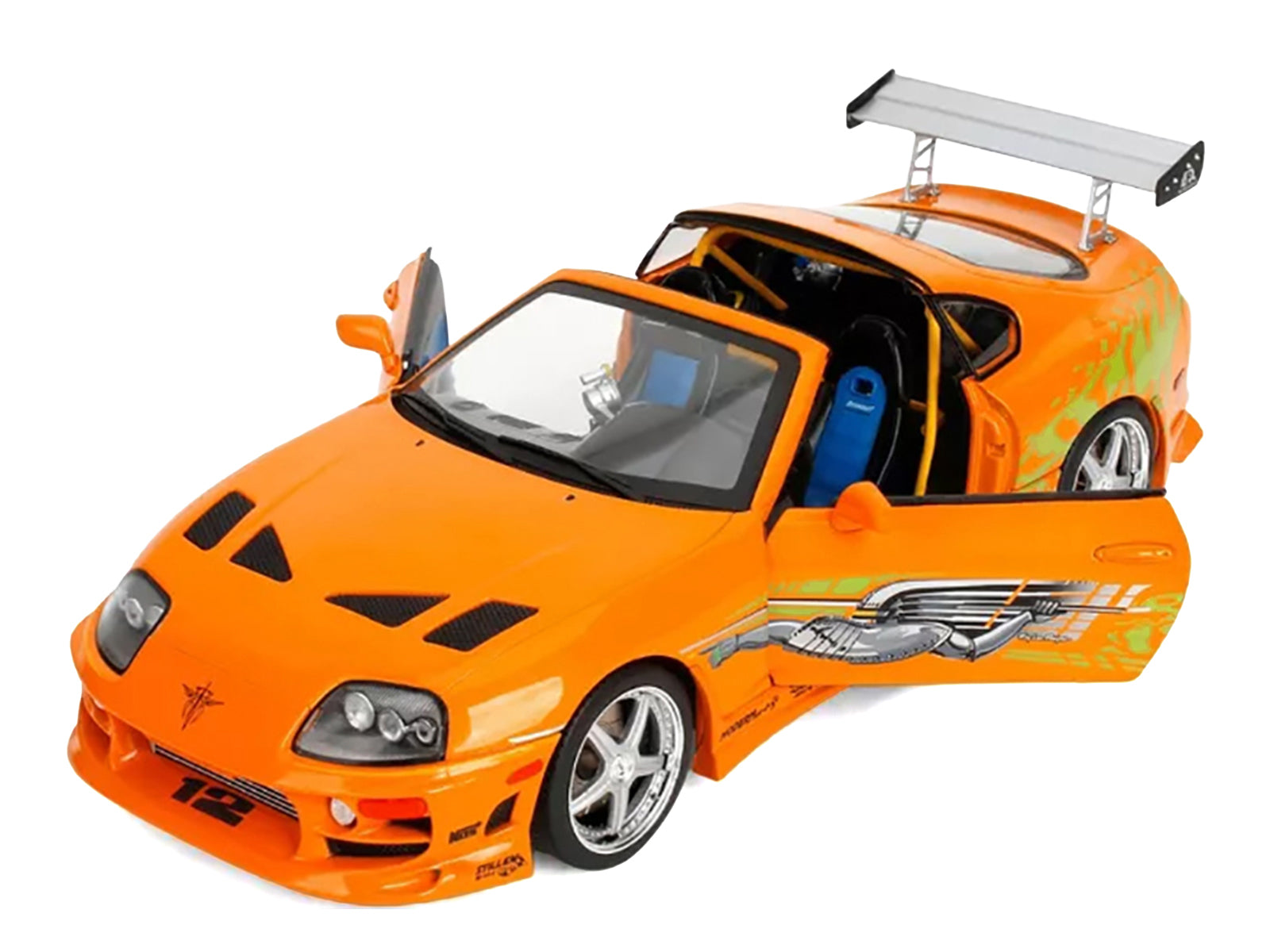 1993 Toyota Supra Orange with Graphics "The Fast and the Furious" (2001) Movie "25 Years of Fast & Furious" Series 1/18 Diecast Model Car by Jada