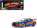 2002 Nissan Silvia (S15) RHD (Right Hand Drive) Blue Metallic with Orange Graphics "The Fast and the Furious: Tokyo Drift" (2006) Movie "25 Years of Fast & Furious" Series 1/18 Diecast Model Car by Jada