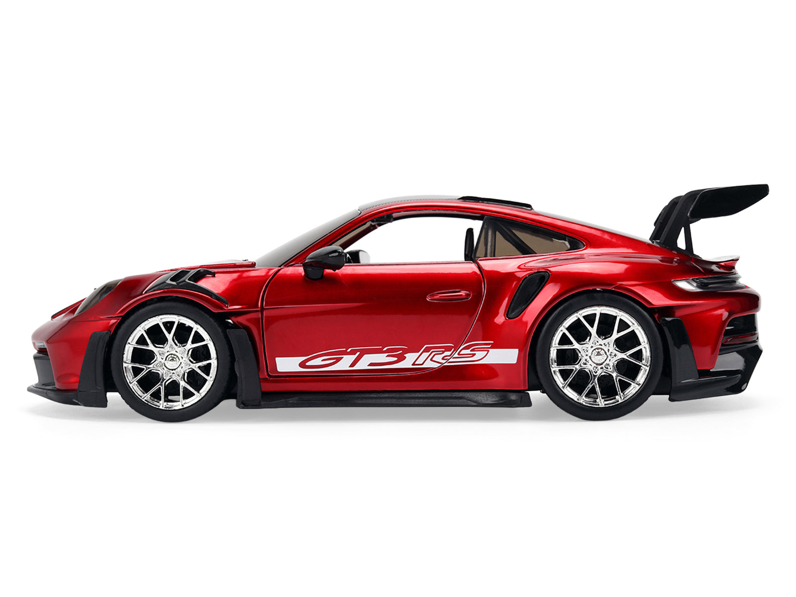 Porsche 911 (992) GT3 RS Red Chrome with Carbon Top and Hood Stripes "Hyper-Spec" Series 1/24 Diecast Model Car by Jada