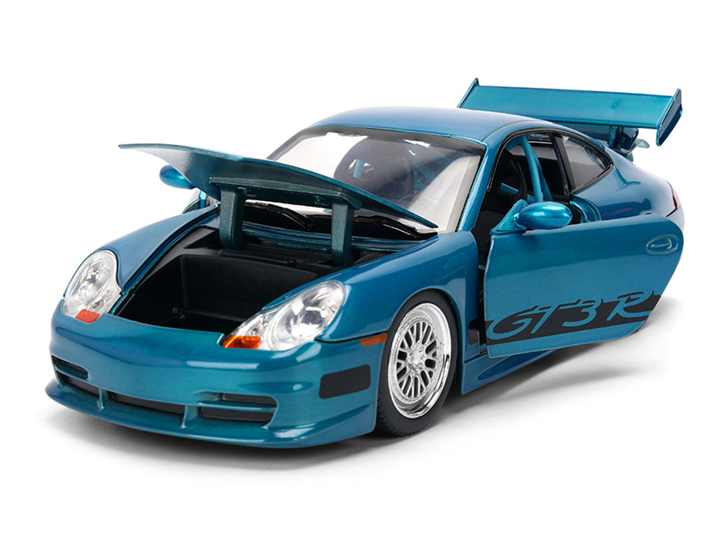Porsche 911 GT3 RS (996) Blue Color Brush Finish "Fast Five" (2011) Movie "25 Years of Fast & Furious" Series 1/24 Diecast Model Car by Jada - image 2