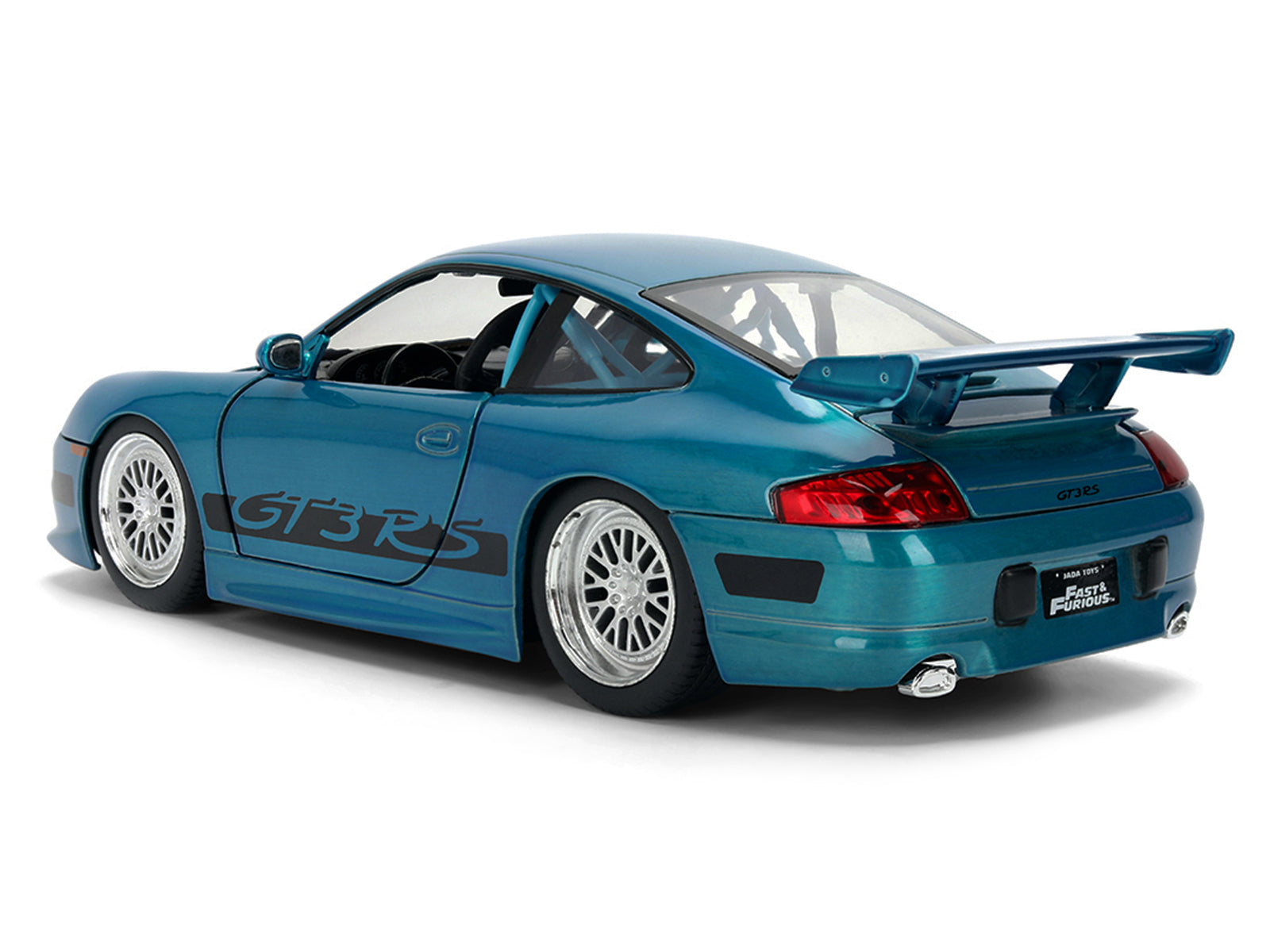 Porsche 911 GT3 RS (996) Blue Color Brush Finish "Fast Five" (2011) Movie "25 Years of Fast & Furious" Series 1/24 Diecast Model Car by Jada - image 5