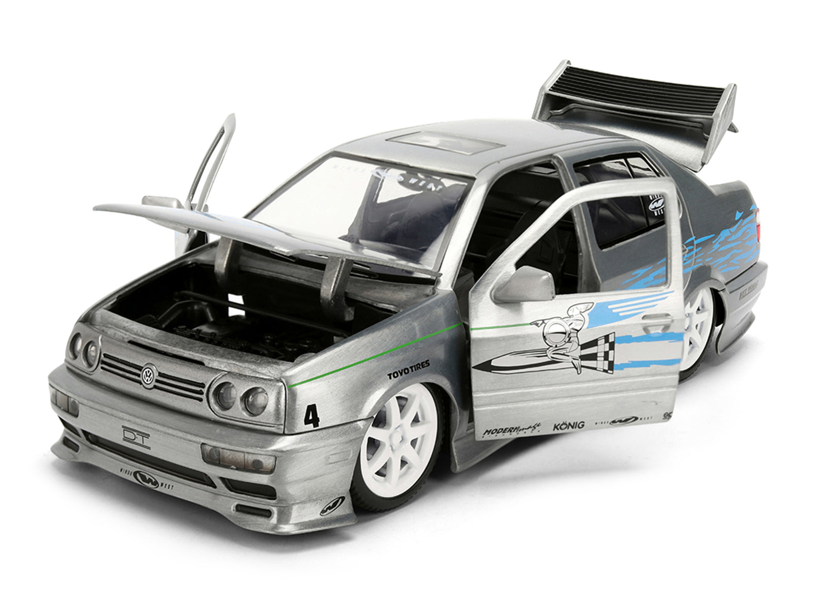 Volkswagen Jetta Raw Metal Color Brush Finish "The Fast and the Furious" (2001) Movie "25 Years of Fast & Furious" Series 1/24 Diecast Model Car by Jada - image 2