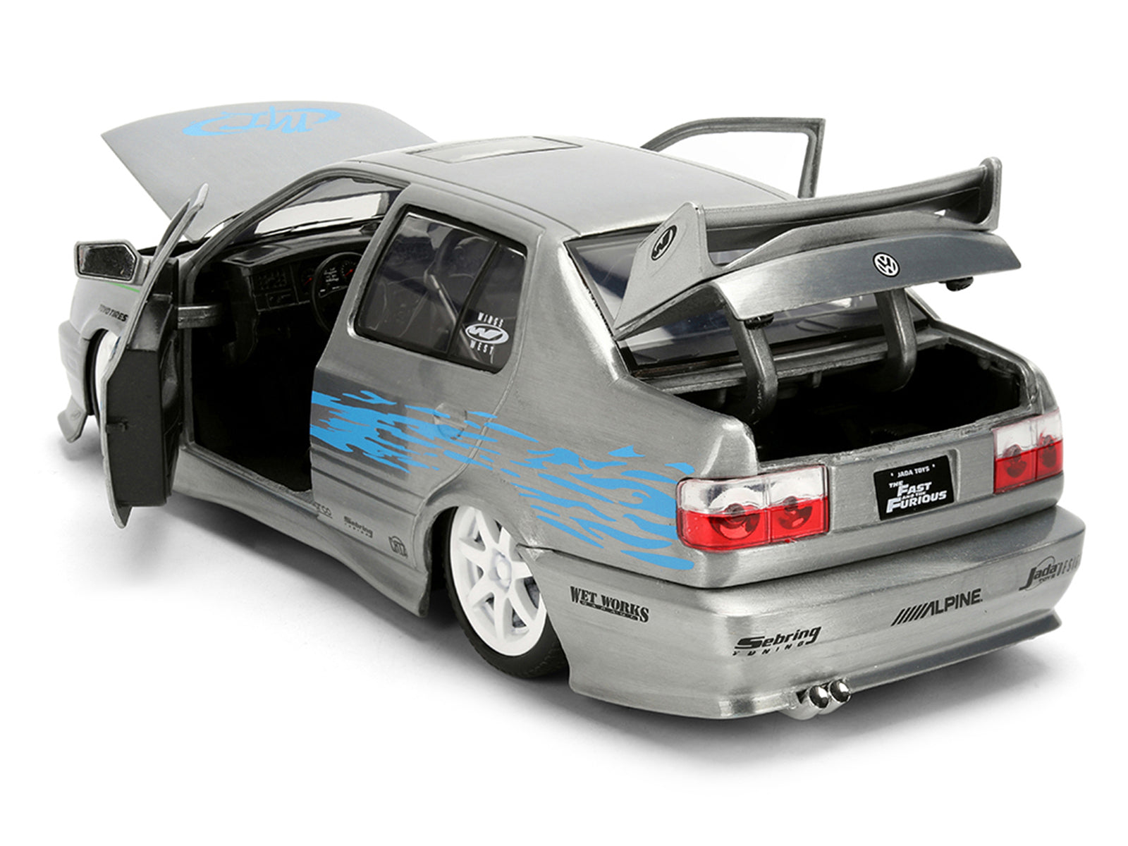 Volkswagen Jetta Raw Metal Color Brush Finish "The Fast and the Furious" (2001) Movie "25 Years of Fast & Furious" Series 1/24 Diecast Model Car by Jada - image 4