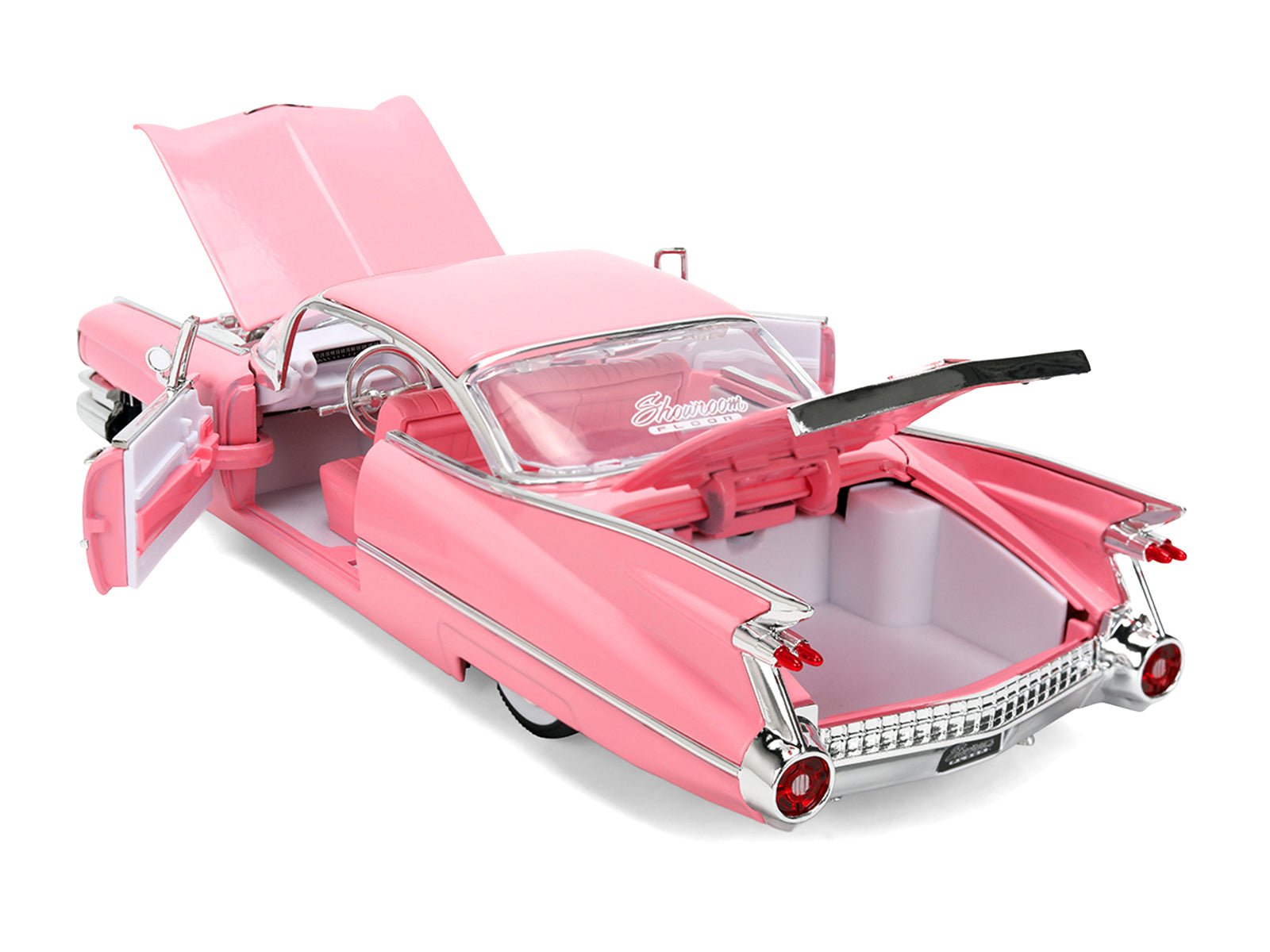 1959 Cadillac Coupe DeVille Pink with Pink and White Interior "Showroom Floor" Series 1/24 Diecast Model Car by Jada