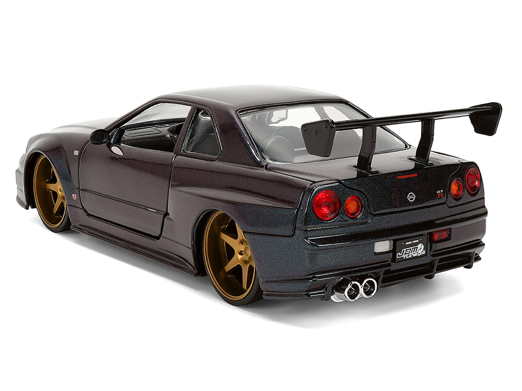 1999 Nissan Skyline GT-R (R34) RHD (Right Hand Drive) Magic Purple Metallic "JDM Tuners" Series 1/24 Diecast Car Model by Jad