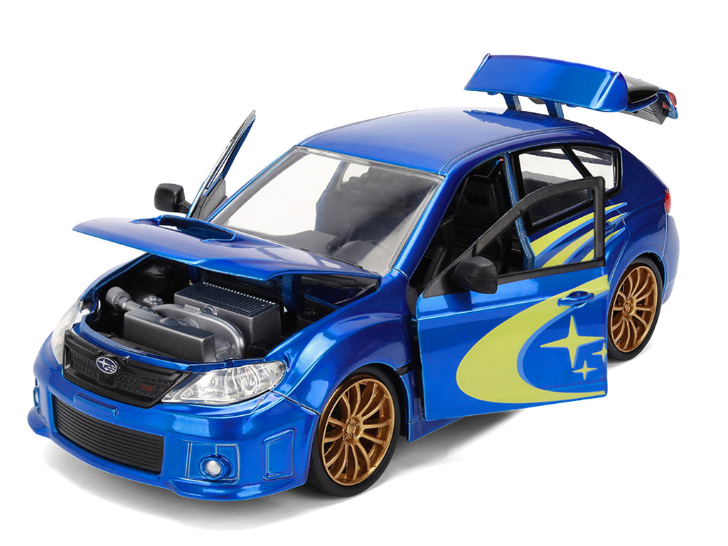 2012 Subaru Impreza WRX STI Blue Metallic with Yellow Graphics JDM Tuners Series 1/24 Diecast Car Model by Jada - image 2