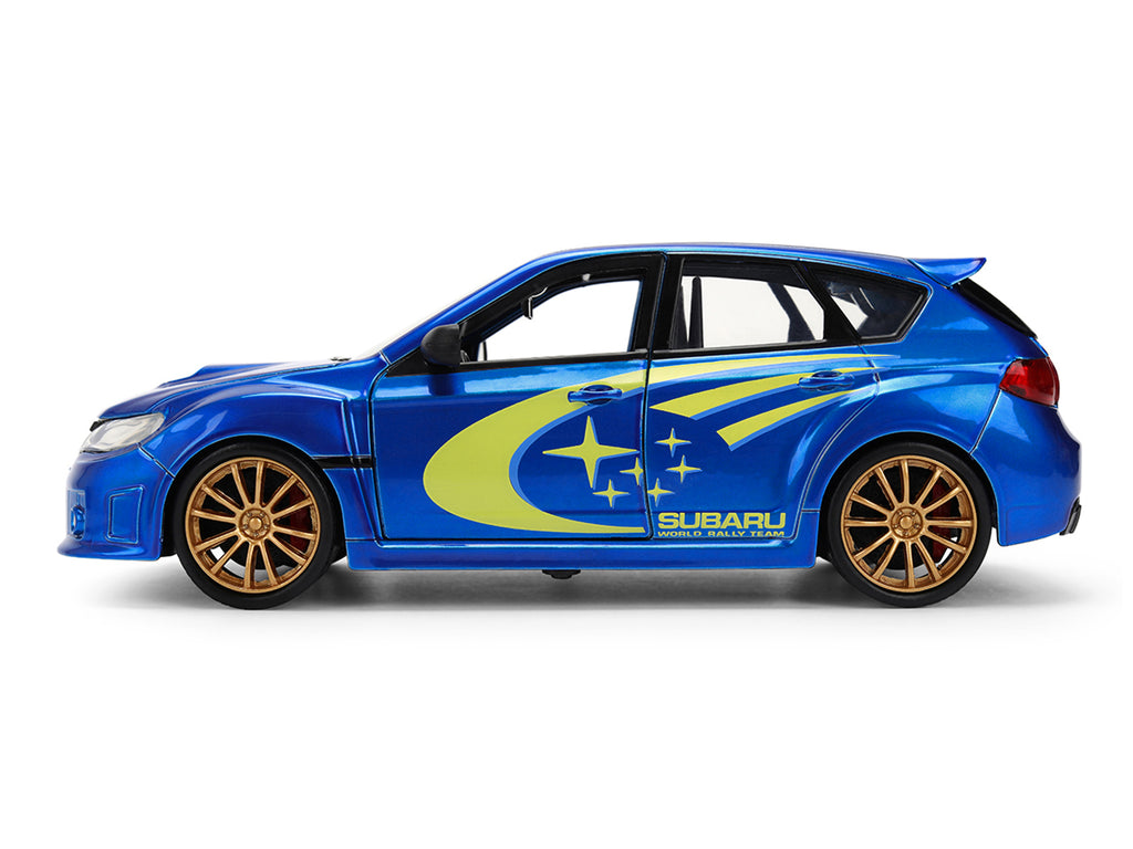 2012 Subaru Impreza WRX STI Blue Metallic with Yellow Graphics JDM Tuners Series 1/24 Diecast Car Model by Jada - image 3