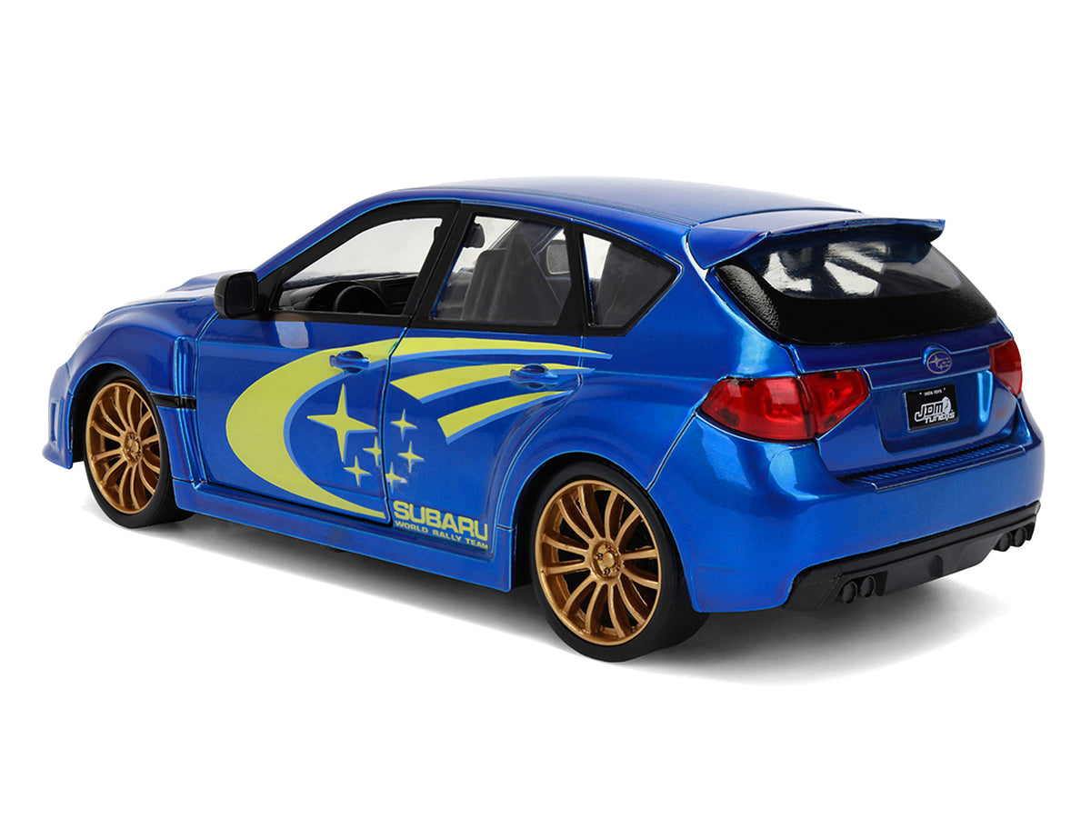 2012 Subaru Impreza WRX STI Blue Metallic with Yellow Graphics JDM Tuners Series 1/24 Diecast Car Model by Jada - image 5
