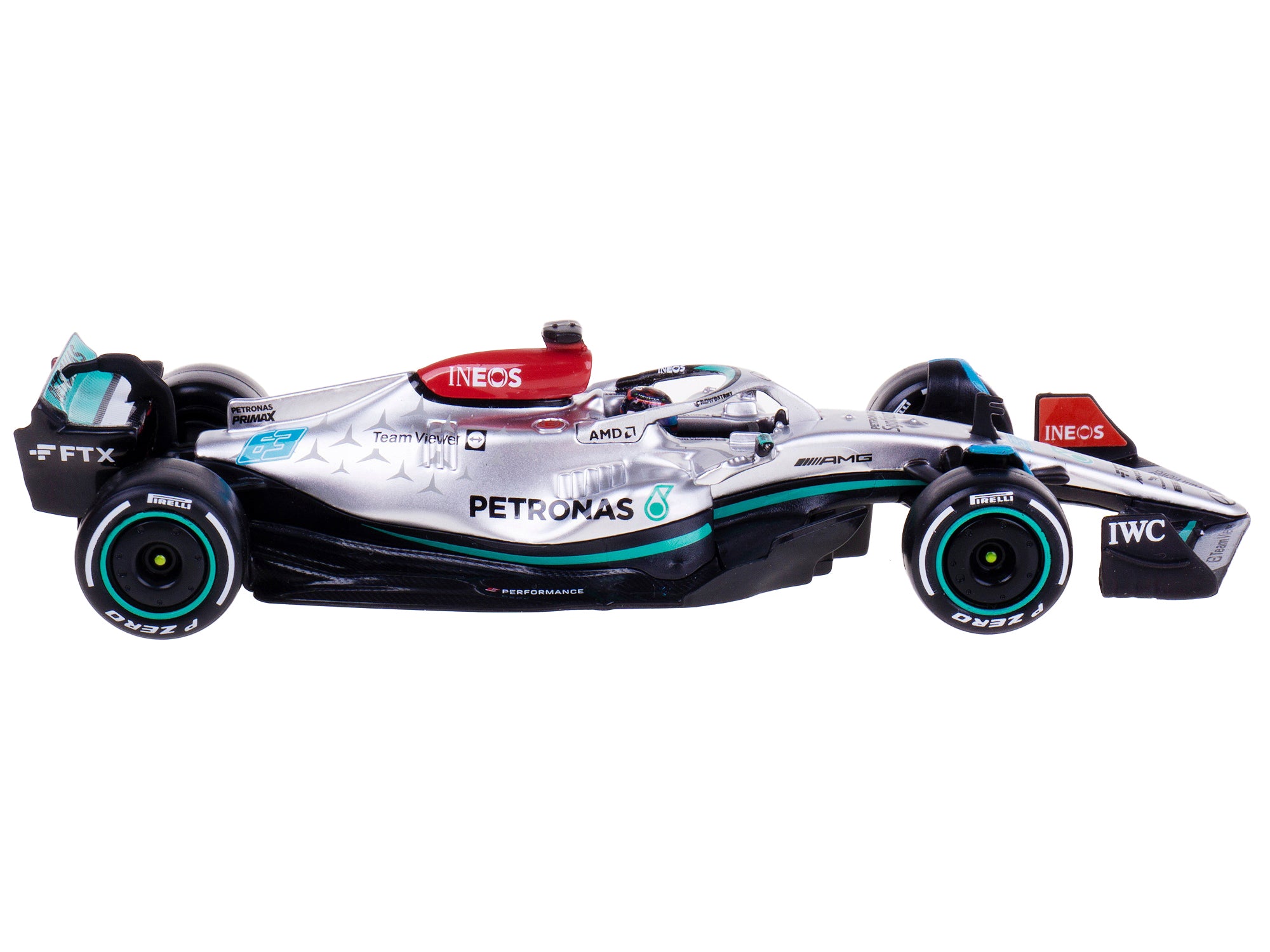 Mercedes-AMG F1 W13 E Performance #63 George Russell "F1 Formula One World Championship" (2022) with Display Case 1/43 Diecast Model Car by Bburago - image 2