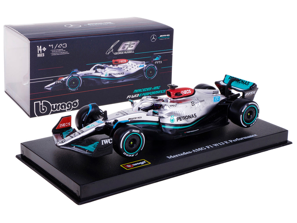 Mercedes-AMG F1 W13 E Performance #63 George Russell "F1 Formula One World Championship" (2022) with Display Case 1/43 Diecast Model Car by Bburago - image 5