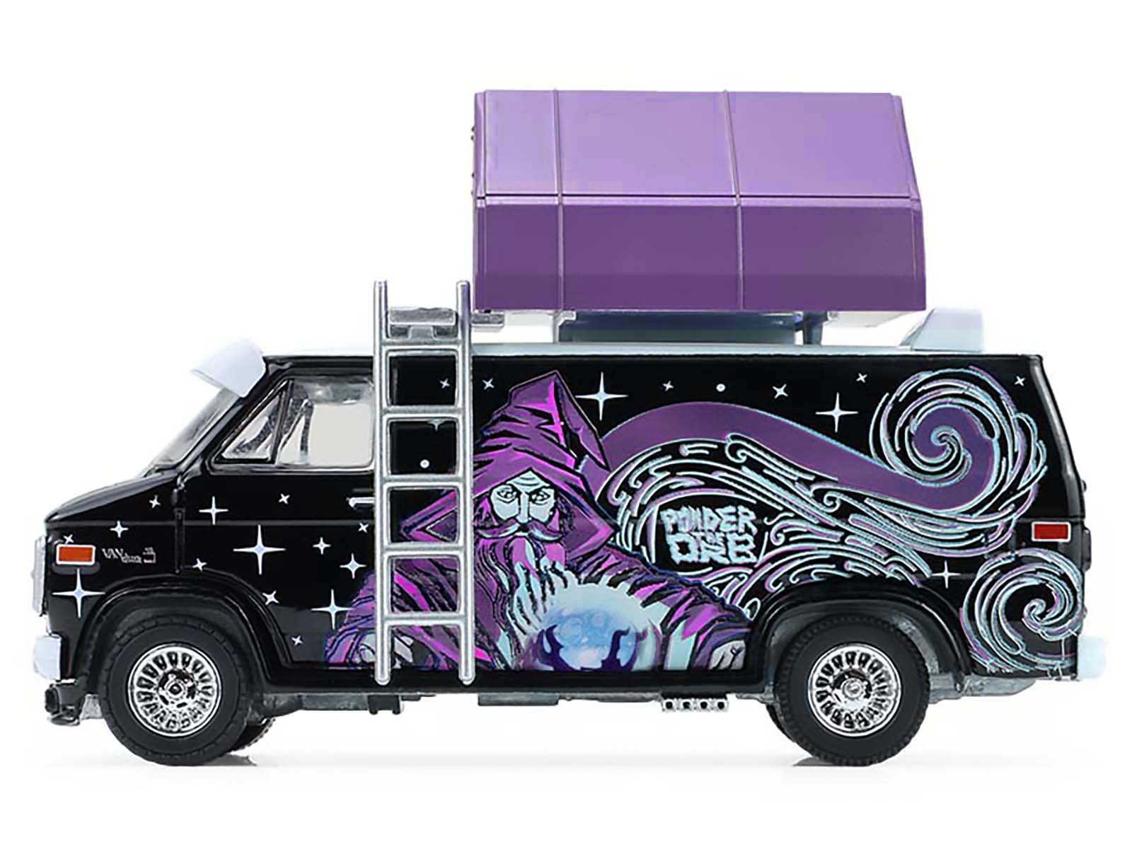 1978 GMC Vandura Custom Van Black with Wizard Graphics and White Top with Camp'otel Cartop Sleeper Tent "The Great Outdoors" Series 4 1/64 Diecast Model Car by Greenlight - image 3
