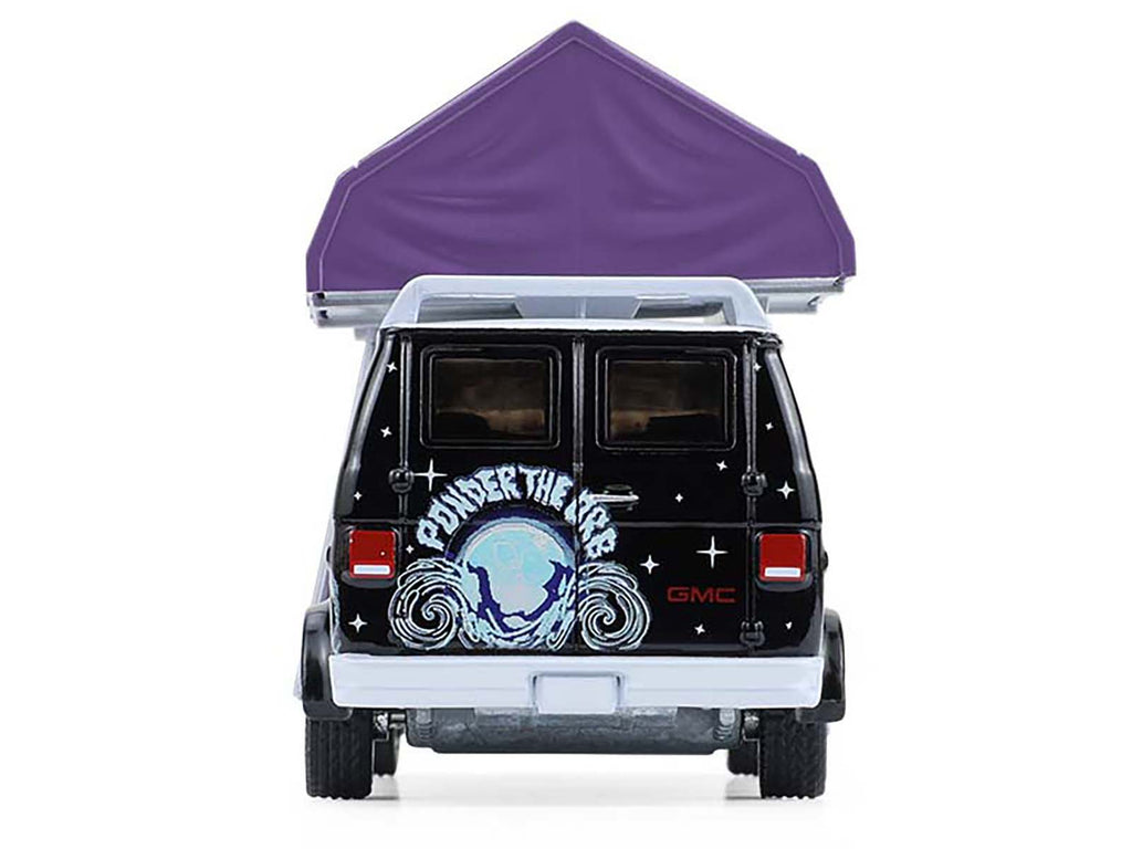 1978 GMC Vandura Custom Van Black with Wizard Graphics and White Top with Camp'otel Cartop Sleeper Tent "The Great Outdoors" Series 4 1/64 Diecast Model Car by Greenlight - image 5