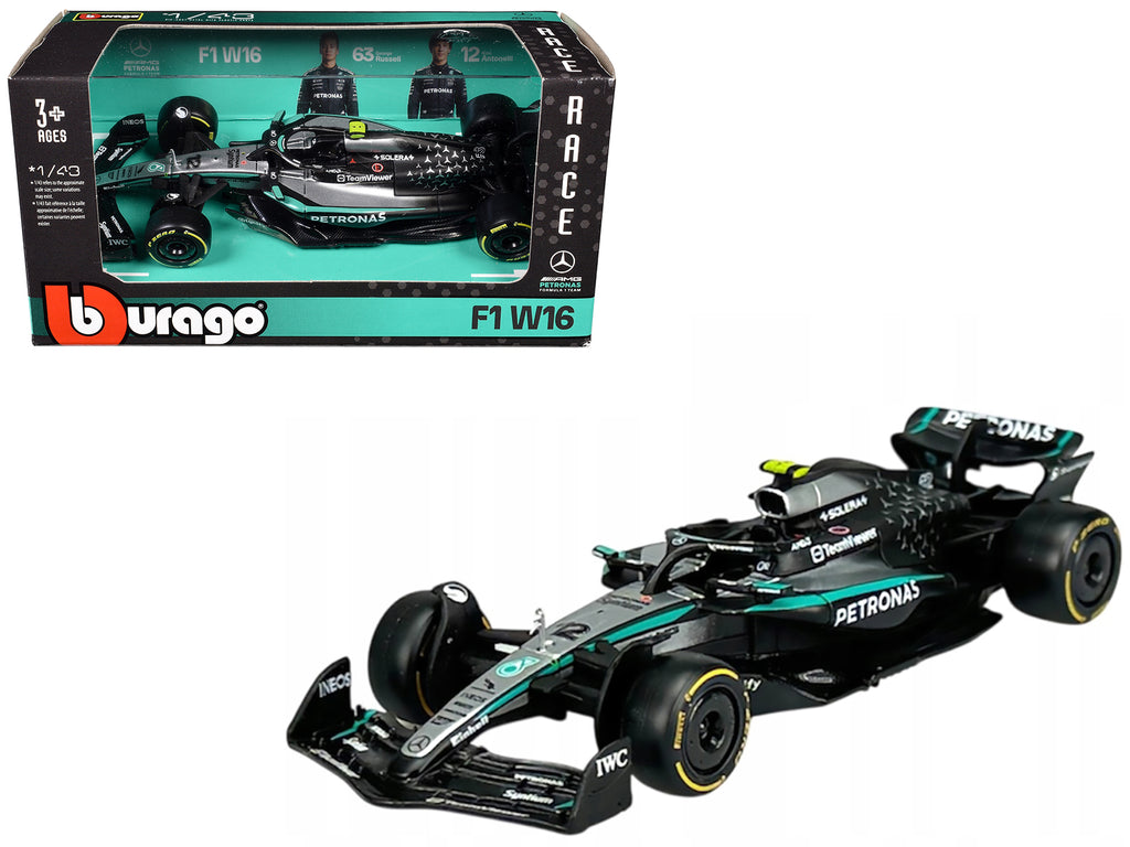 Mercedes-AMG F1 W16 E Performance #12 Kimi Antonelli "Petronas" Formula One F1 World Championship (2025) "Race" Series 1/43 Diecast Model Car by Bburago