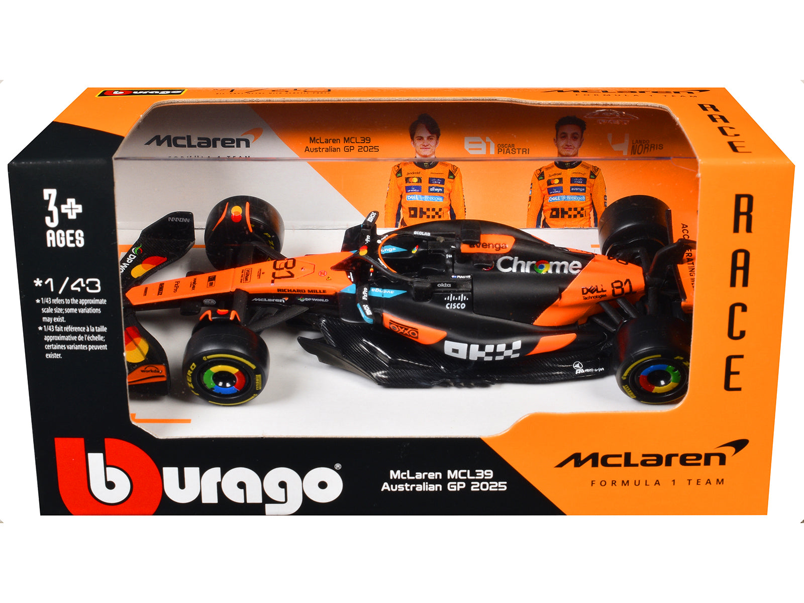 McLaren MCL39 #81 Oscar Piastri "OKX" Formula One F1 "Australian GP" (2025) "Race" Series 1/43 Diecast Model Car by Bburago - image 3