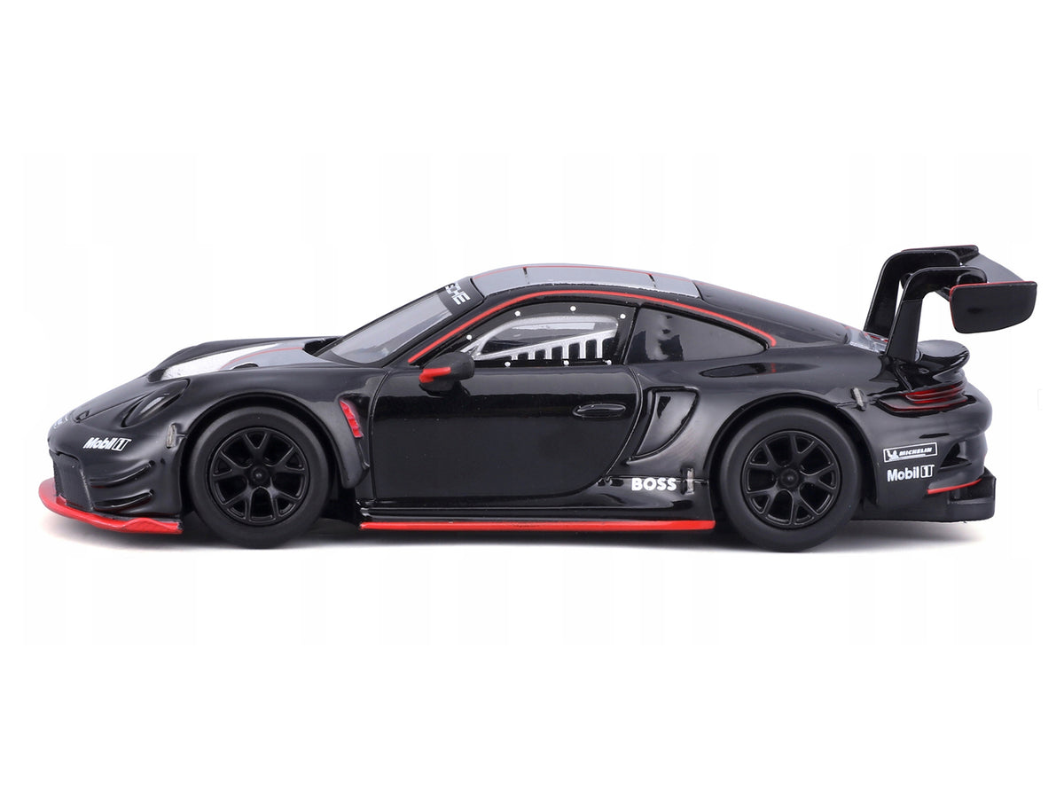 Porsche 911 GT3 R Black with Silver Top and Hood and Red Stripes "Race" Series 1/43 Diecast Model Car by Bburago - image 2