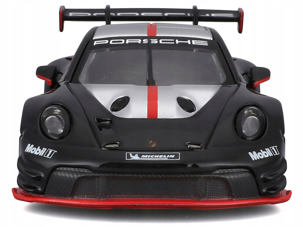 Porsche 911 GT3 R Black with Silver Top and Hood and Red Stripes "Race" Series 1/43 Diecast Model Car by Bburago - image 4