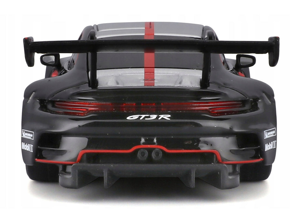 Porsche 911 GT3 R Black with Silver Top and Hood and Red Stripes "Race" Series 1/43 Diecast Model Car by Bburago - image 5