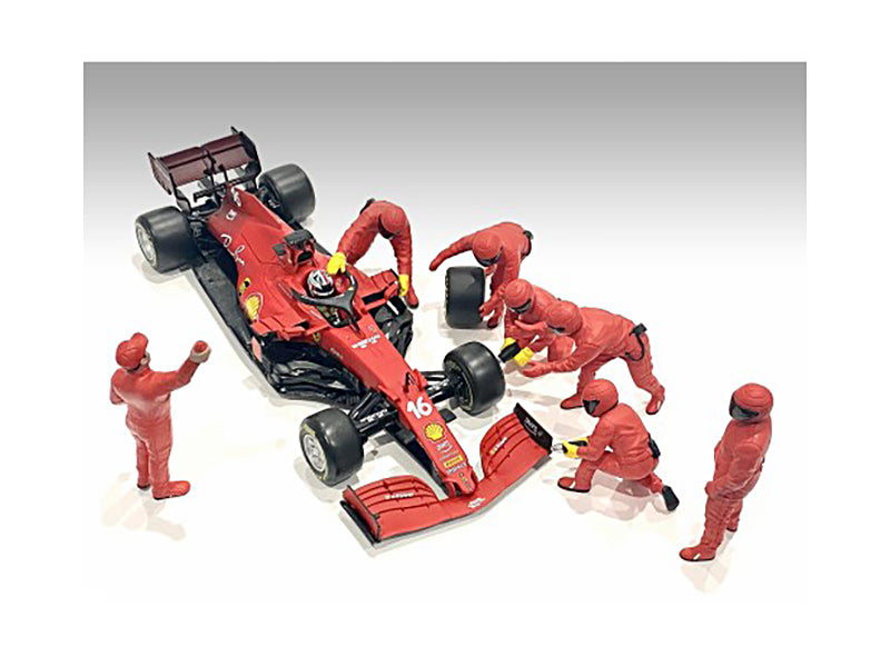 Formula One F1 Pit Crew 7 Figure Set Team Red Release III for 1/43 Scale Models by American Diorama - image 2
