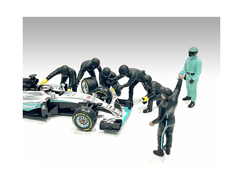Formula One F1 Pit Crew 7 Figure Set Team Black Release III for 1/18 Scale Models by American Diorama - image 3