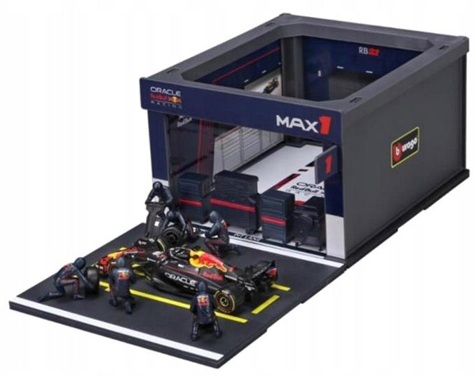 Red Bull Racing Pit Pass Diorama Set with RB21 #1 Max Verstappen "Formula One F1 World Championship" (2025) "Formula Racing" Series 1/43 Diecast Model by Bburago