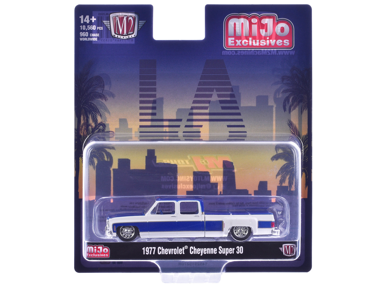 1977 Chevrolet Cheyenne Super 30 Pickup Truck White and Blue "LA" Limited Edition to 10560 pieces Worldwide 1/64 Diecast Model Car by M2 Machines - image 3