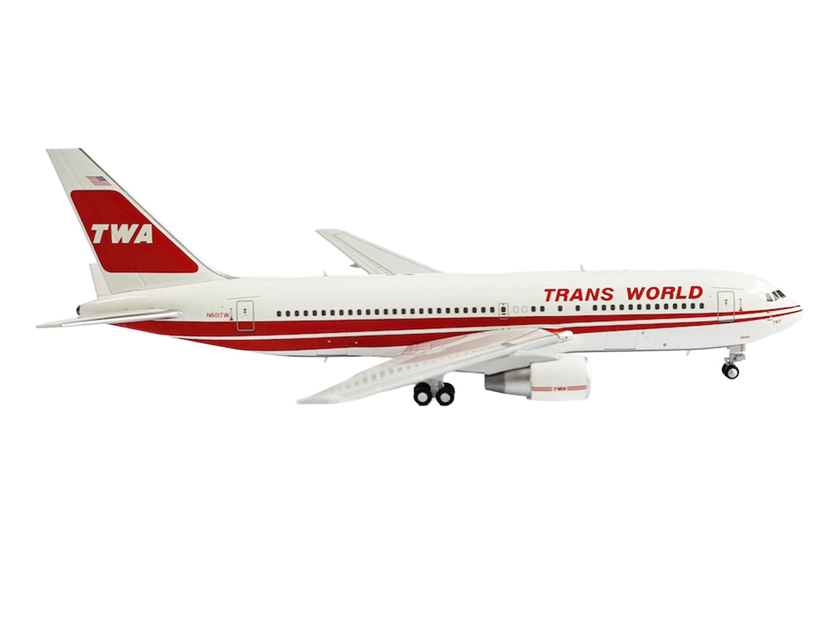 Boeing 767-200ER Commercial Aircraft "Trans World Airlines" (N601TW) White with Red Stripes 1/400 Diecast Model by V1:400 - image 2