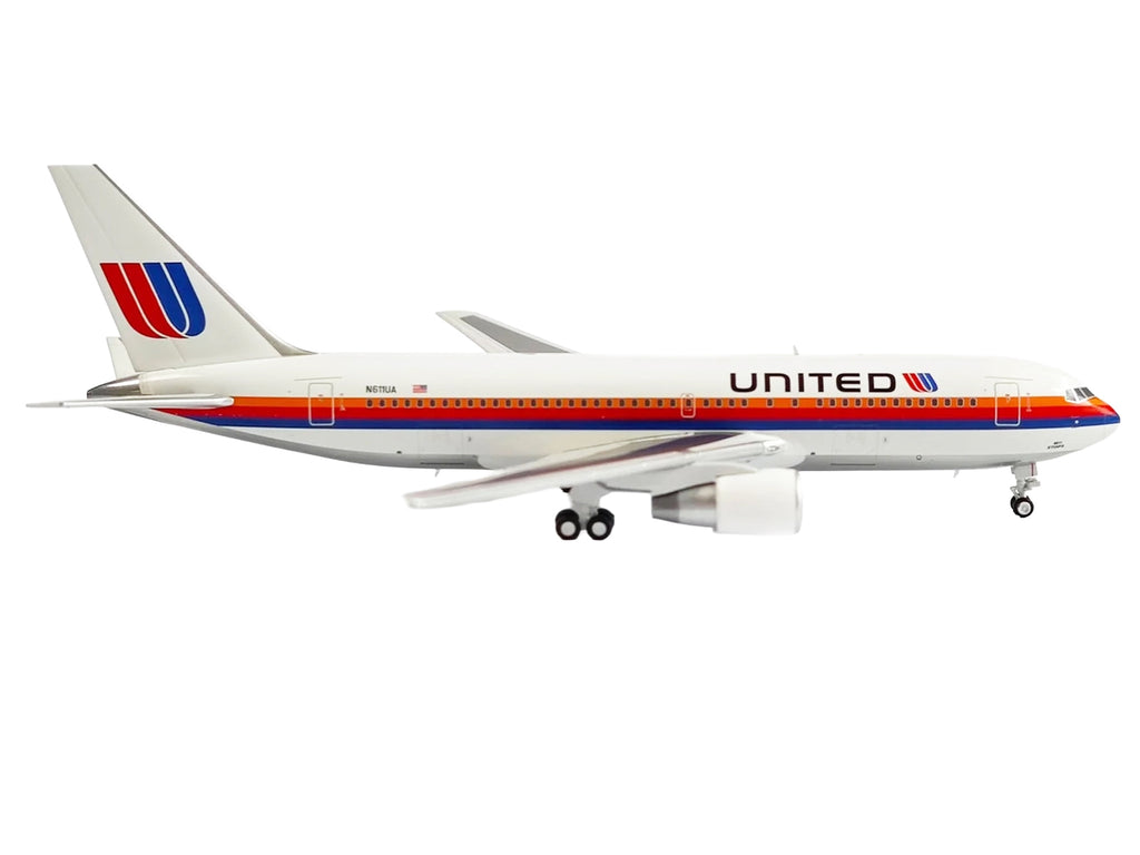 Boeing 767-200ER Commercial Aircraft "United Airlines" (N611UA) White with Stripes 1/400 Diecast Model by V1:400 - image 3